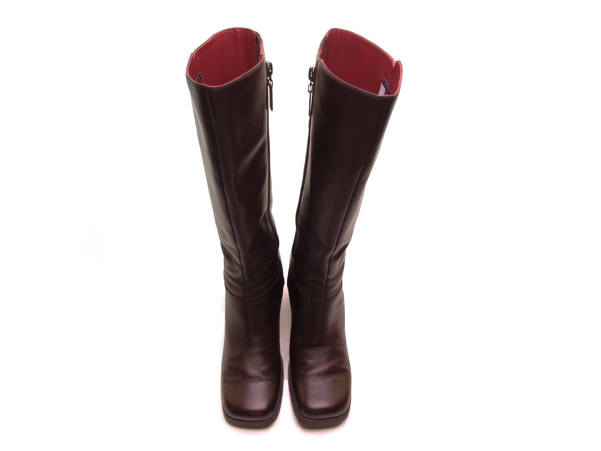 Brandmand Sober skarpt Vintage 90s TOMMY HILFIGER boots brown leather tall boots 90s platform –  vintage90s.com