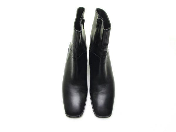 Designer ITALIAN leather boots block heel boots 90s square toe boots high heel designer boots ankle booties Made in Italy Size 7 1/2