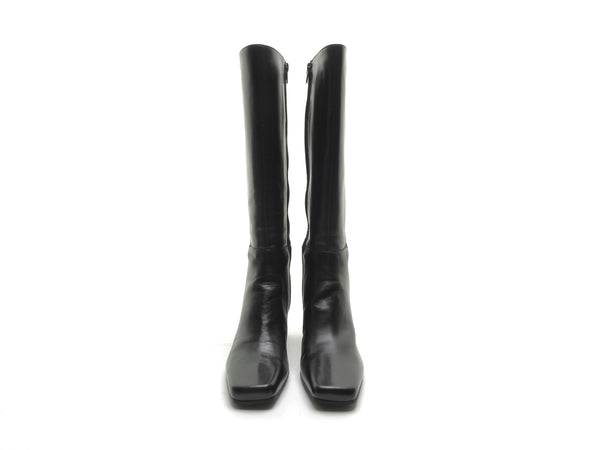 Chunky heel boot 90s boots square toe boots black leather tall boots knee high boots rubber soles block heel soft boot vixen Size 8 8.5