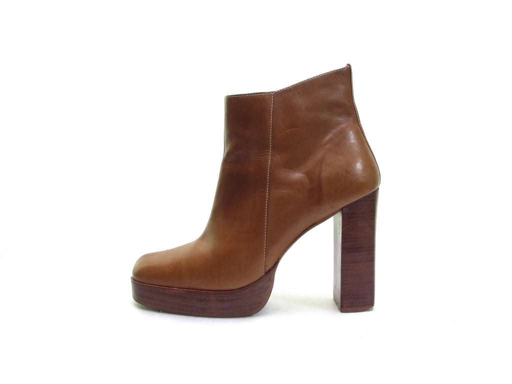 Indigo heeled ankle boots in tan leather – STIVALI NEW YORK