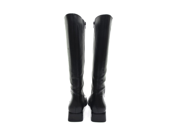 vintage 90 square toe boots black chunky Heel boots knee high boots tall riding boots leather boot indie hipster boot rider 9 SALE! NOS RARE