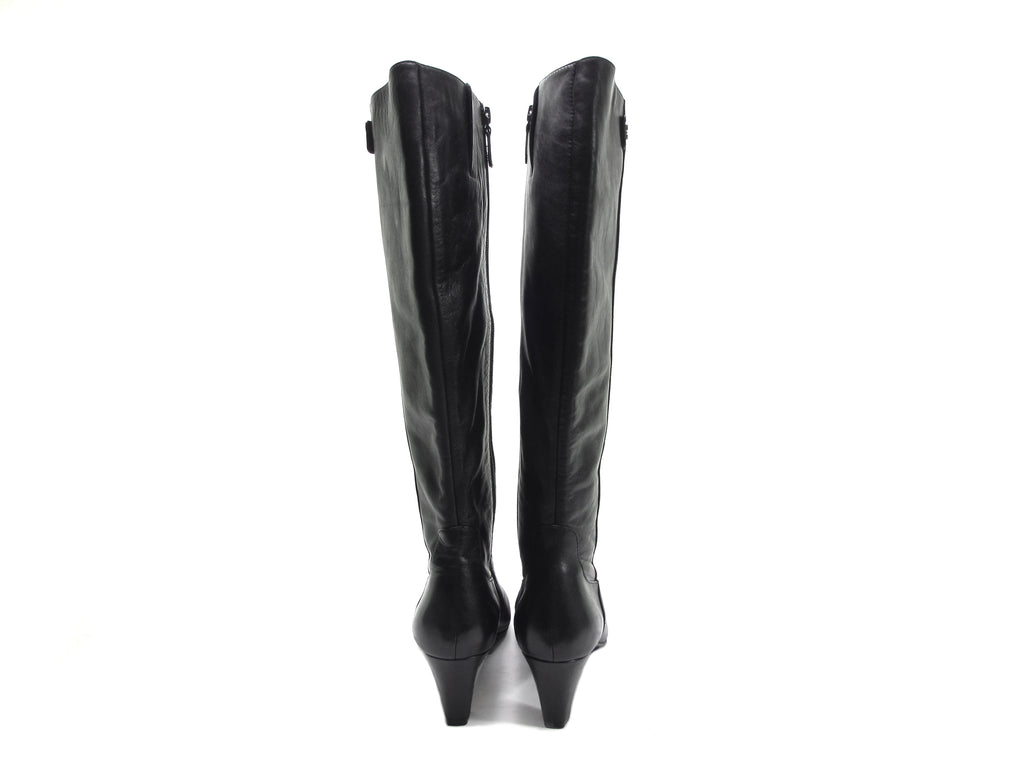 COLE HAAN black soft leather knee high boots G Series Tall Boots rubbe ...