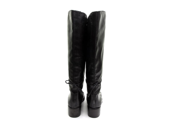 European Designer Riding Boots Made In Spain Knee High Boots Lace up boots tall black leather boots motorcycle boots women Size 6