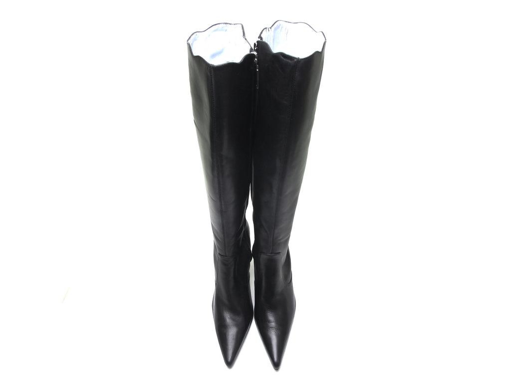 feit Indringing Verlichten Pointy Toe Knee High boots Designer black leather tall boots 90s high –  vintage90s.com