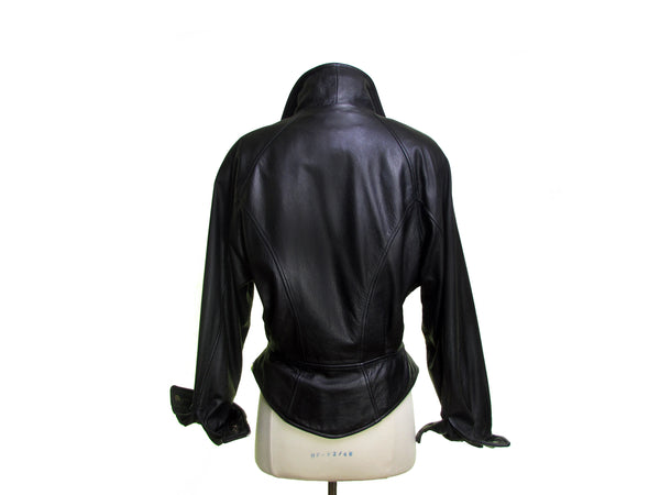 womens black leather motorcycle jacket rider jacket biker jacket black leather jacket punk rock jacket rocker clothing size small s
