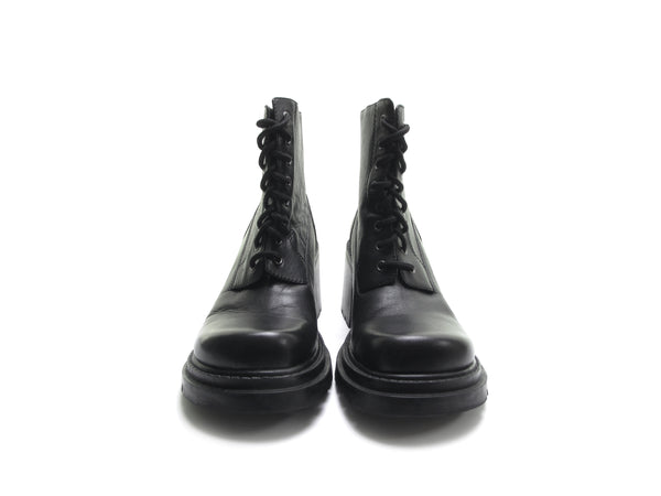 Vintage 90s combat boots black chunky heel platform boots cyber punk boots grunge rubber lug sole avant garde goth boots lace up NOS 7 1/2