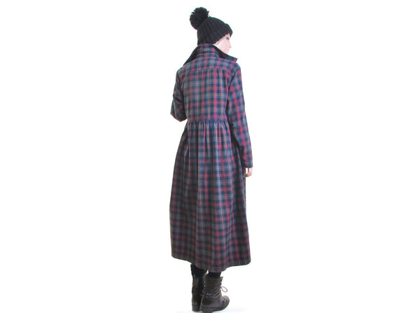 Vintage 90s Punk Rocker Grunge Scotch Shadow Plaid Flannel Dress. Size S/P