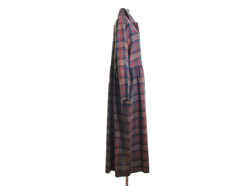 90s tartan dress Scotch plaid dress plaid duster plaid maxi dress vintage 90s grunge dr – vintage90s.com