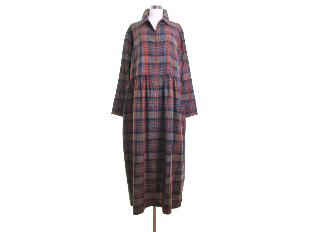Scotch plaid dress plaid duster plaid maxi dress vintage 90s grunge dr –