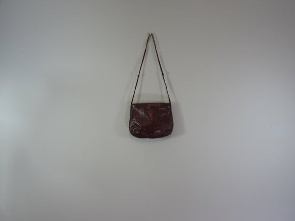 vintage 70s leather purse, crossbody bag, burgundy wine shoulder bag, 70s leather handbag