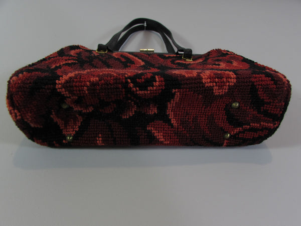 Vintage 50s 60s Tapestry purse mid century handbag midcentury purse needlepoint purse needlepoint handbag carpet bag purse with top handle