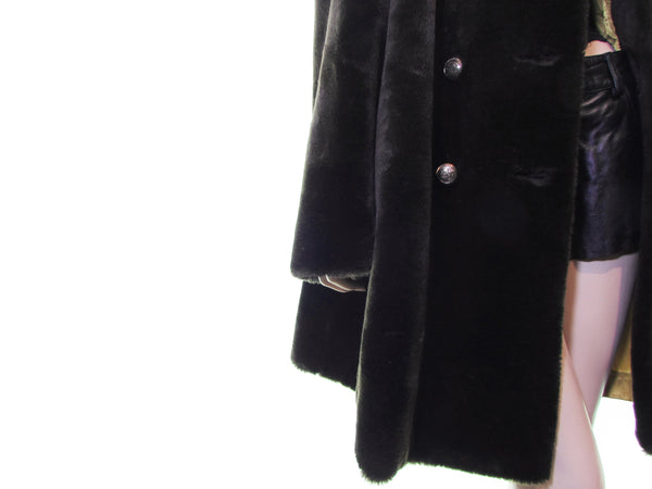 vintage 70s hippie coat faux sheared beaver fur coat LUXURY PLUSH faux fur coat with large collar opera coat brown stroller oversized XL 1X