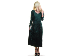 Emerald Green vintage 90s crushed velvet dress loose fitting dress scoop net fit and flare dress One Size Adjustable S M L