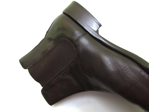 DAVID & JOAN Handmade italian leather boots brown CHELSEA boots beatle boots square toe vintage 90s vintage ankle boot men Italy Size 11 11.5