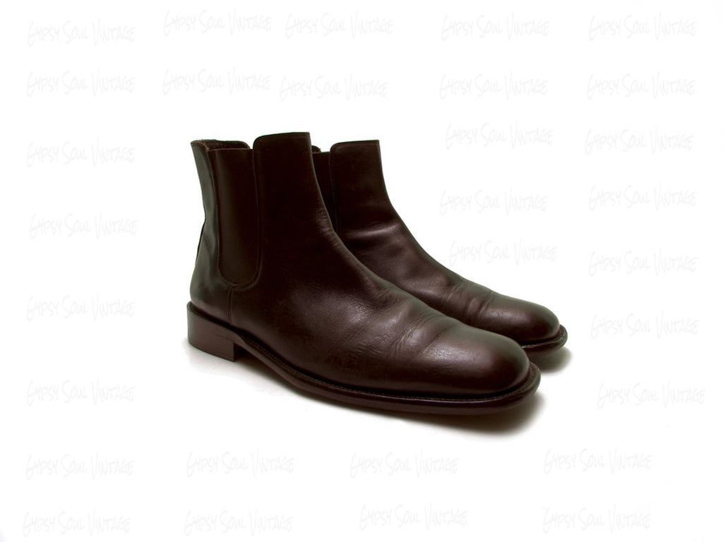 Teenager Fabel flydende DAVID & JOAN Handmade italian leather boots brown CHELSEA boots beatle –  vintage90s.com