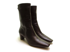 COLE HAAN boots 90s square toe boots brown leather boots block heel boots designer boots ankle boots soft booties sexy vixen Size 7 1/2