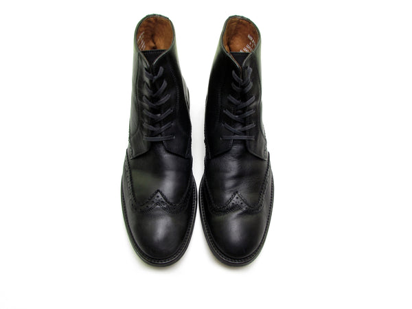 Italian leather black chelsea boots lace up boots brogue boots oxford boots beatle boots 90s vintage ankle boots mens Made in Italy Size 9
