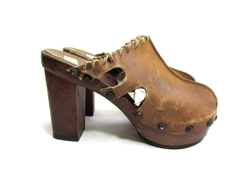 70s platform shoes heels clogs BUFFALO leather clog –